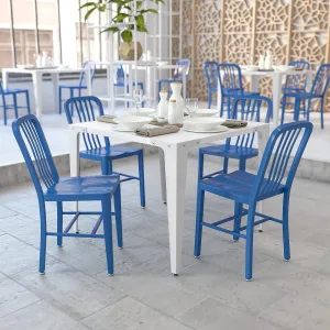 Flash Furniture Gael Commercial Grade 2 Pack Blue Metal Indoor-Outdoor Chair