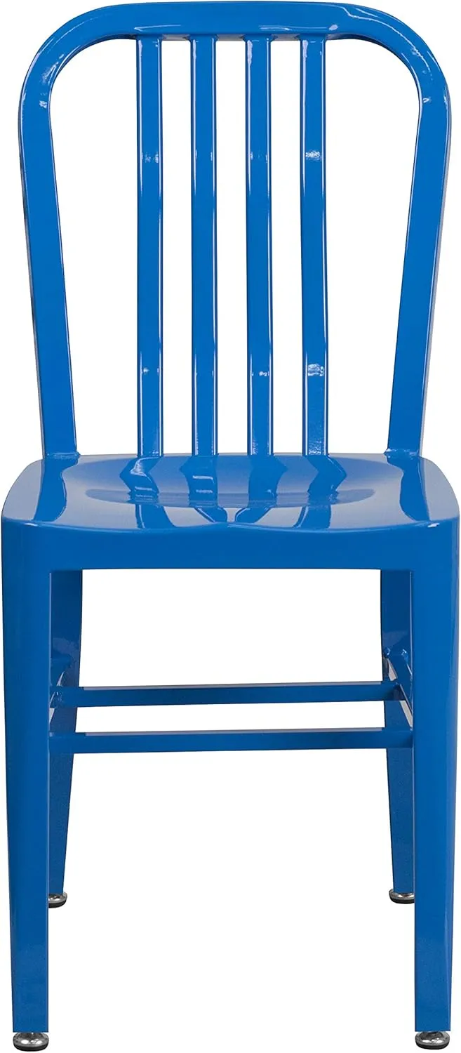 Flash Furniture Gael Commercial Grade 2 Pack Blue Metal Indoor-Outdoor Chair
