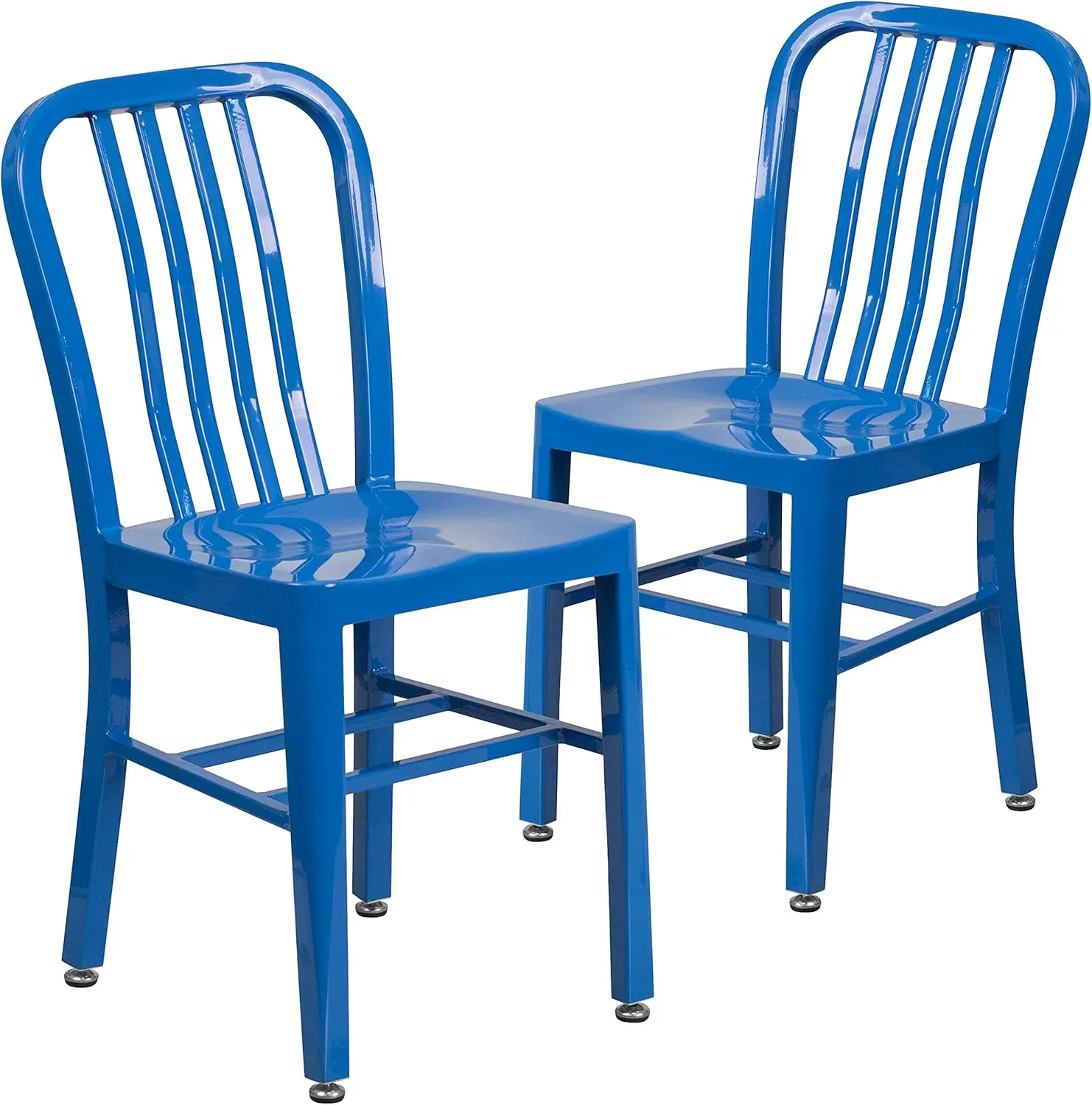 Flash Furniture Gael Commercial Grade 2 Pack Blue Metal Indoor-Outdoor Chair