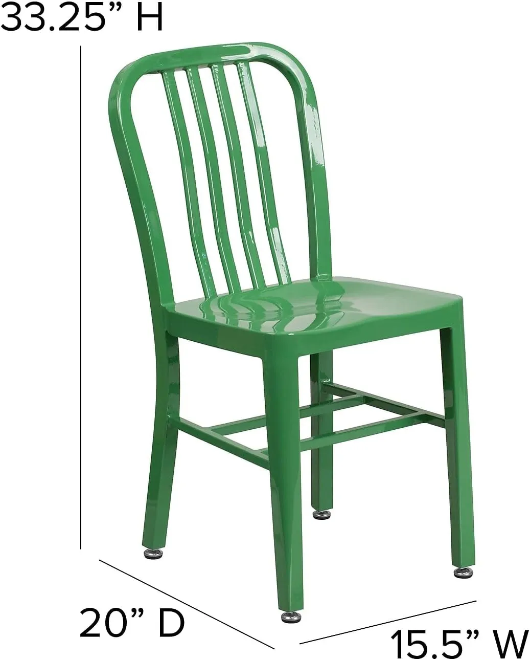 Flash Furniture Gael Commercial Grade 2 Pack Green Metal Indoor-Outdoor Chair