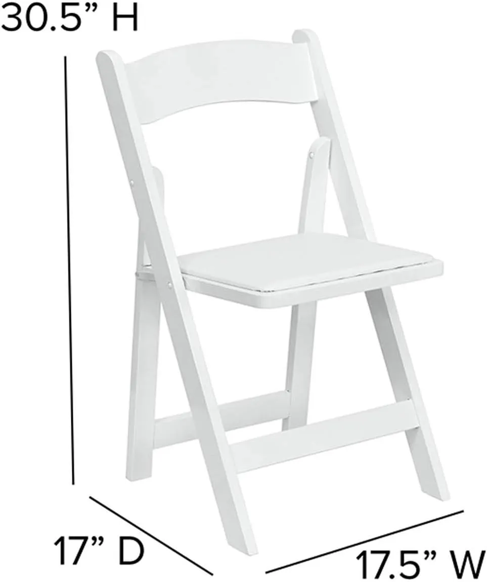 Flash Furniture Hercules Series Beechwood Folding Event Chairs with Padded Seats, Modern Wooden Folding Banquet Chairs, Set of 4, White