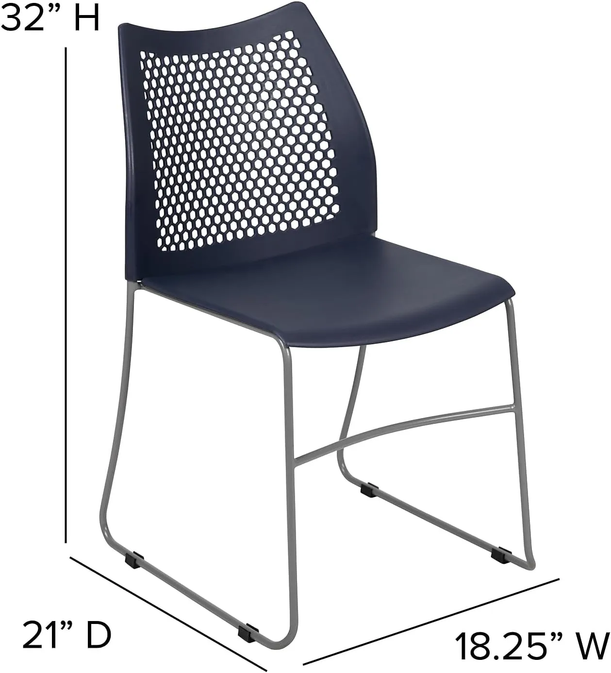 Flash Furniture Hercules Series Contoured Lobby Chairs with Air-Vent Honeycomb Backs, Ergonomic Stacking Chairs for Offices, Set of 5, Navy