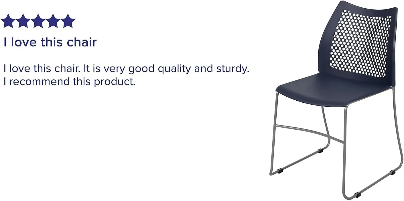 Flash Furniture Hercules Series Contoured Lobby Chairs with Air-Vent Honeycomb Backs, Ergonomic Stacking Chairs for Offices, Set of 5, Navy
