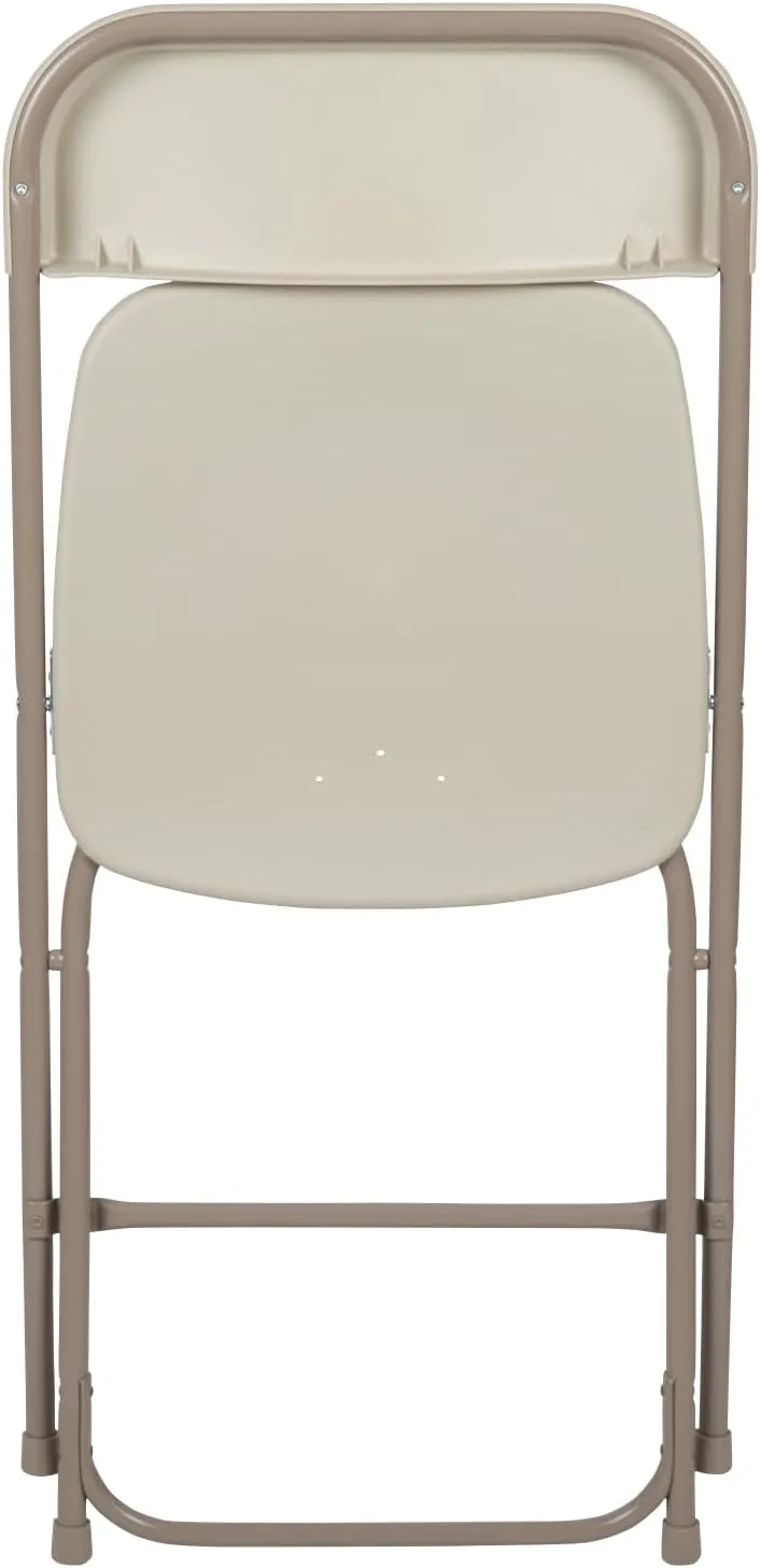 Flash Furniture Hercules Series Plastic Folding Chairs for Parties and Weddings, Stackable Commercial Event Seats, Set of 10, Beige