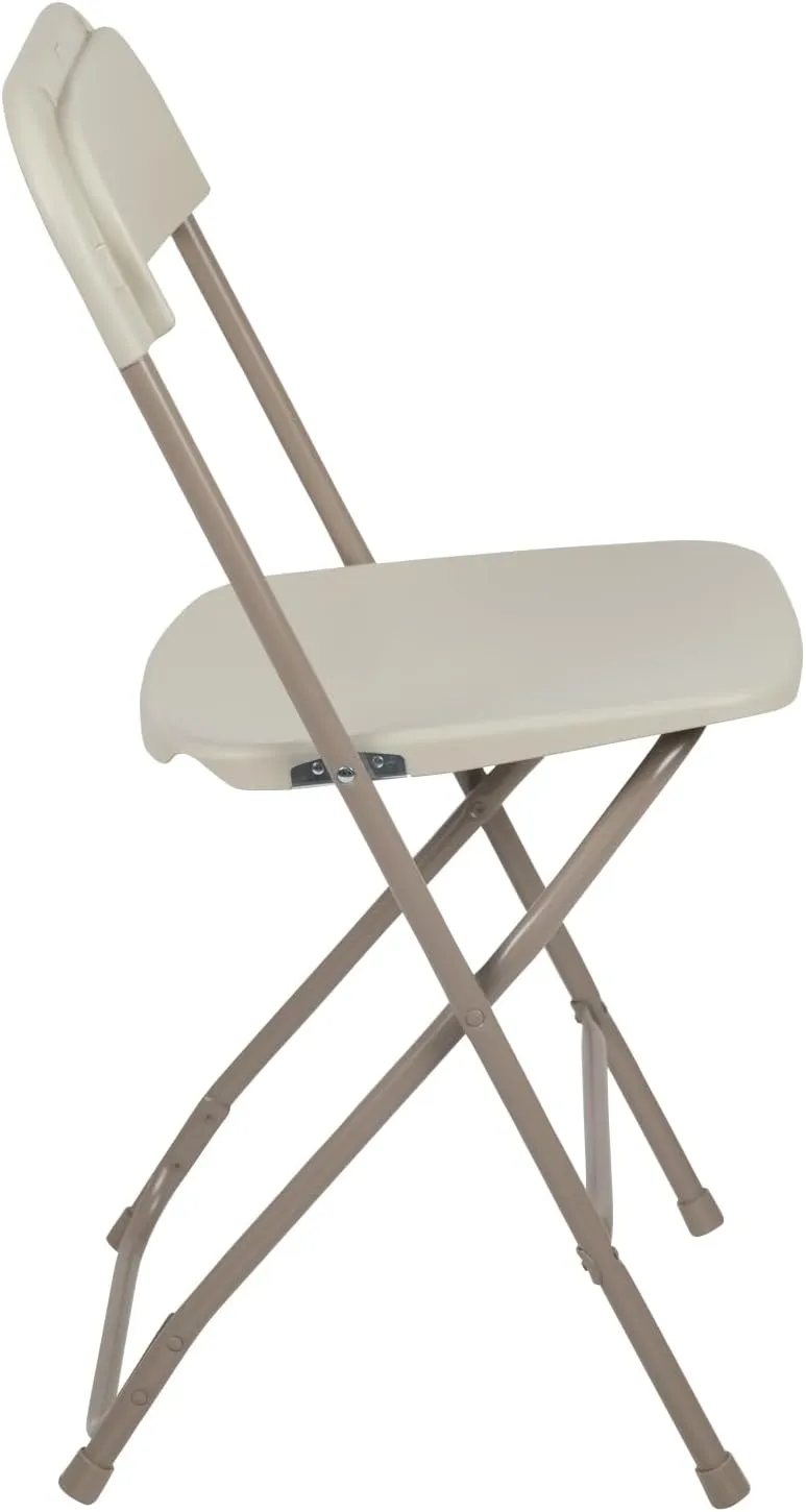 Flash Furniture Hercules Series Plastic Folding Chairs for Parties and Weddings, Stackable Commercial Event Seats, Set of 10, Beige