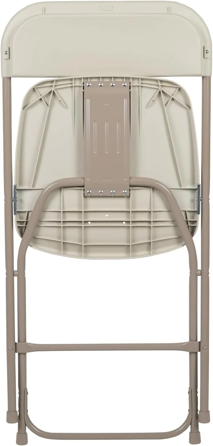 Flash Furniture Hercules Series Plastic Folding Chairs for Parties and Weddings, Stackable Commercial Event Seats, Set of 10, Beige