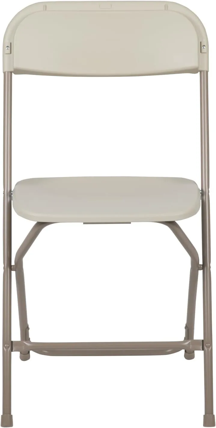 Flash Furniture Hercules Series Plastic Folding Chairs for Parties and Weddings, Stackable Commercial Event Seats, Set of 10, Beige