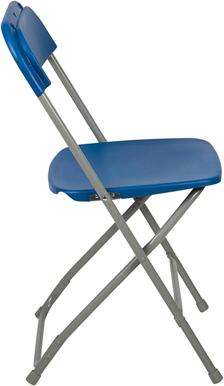 Flash Furniture Hercules Series Plastic Folding Chairs for Parties and Weddings, Stackable Commercial Event Seats, Set of 10, Blue