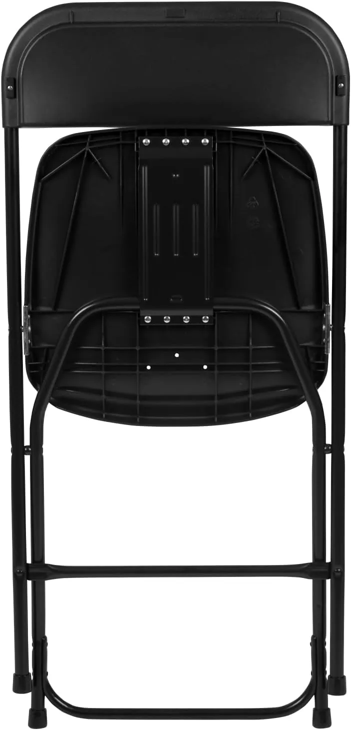 Flash Furniture Hercules Series Plastic Folding Chairs for Parties and Weddings, Stackable Commercial Event Seats with 650-lb. Static Weight Capacity, Set of 4, Black