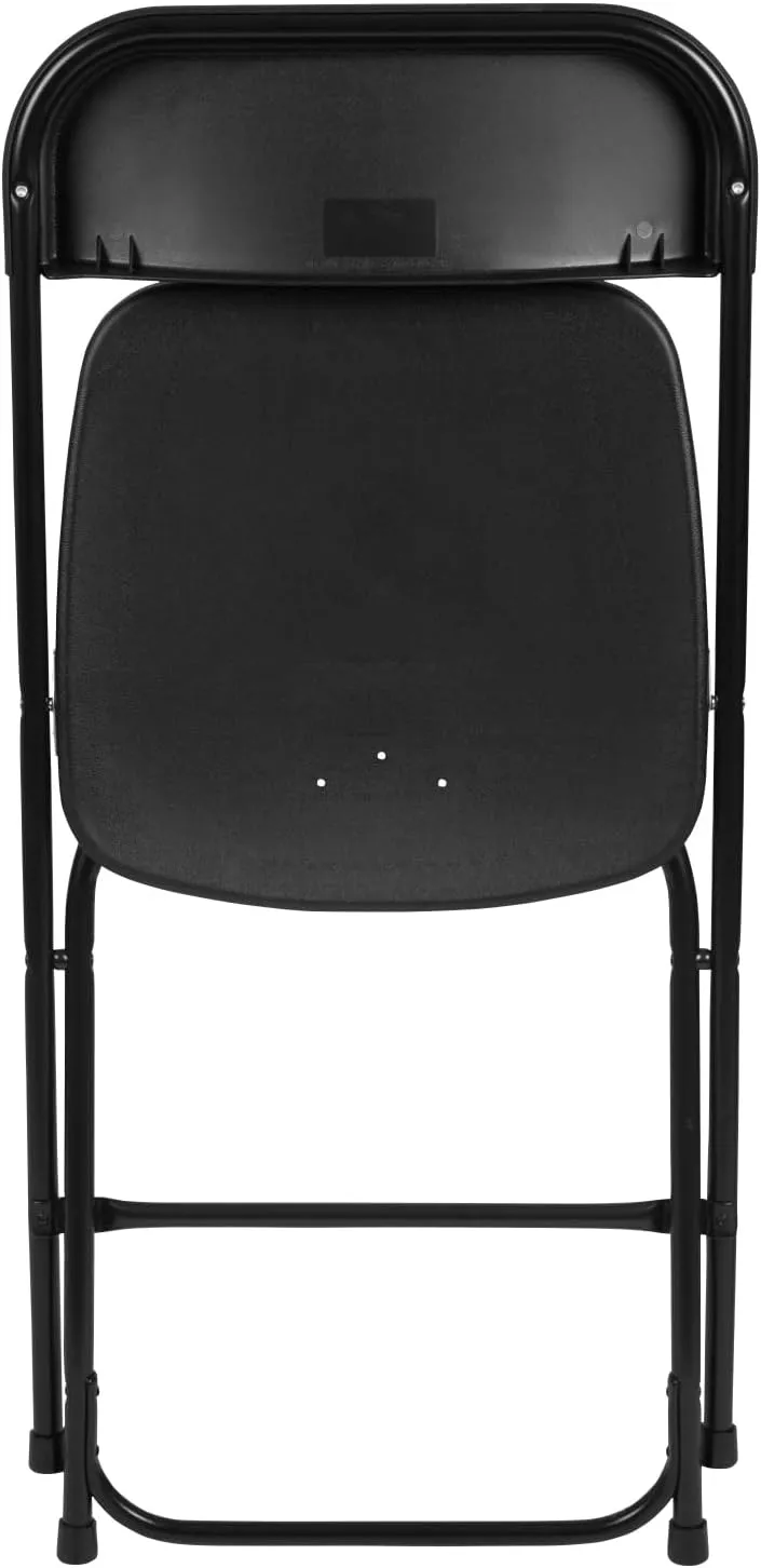 Flash Furniture Hercules Series Plastic Folding Chairs for Parties and Weddings, Stackable Commercial Event Seats with 650-lb. Static Weight Capacity, Set of 4, Black