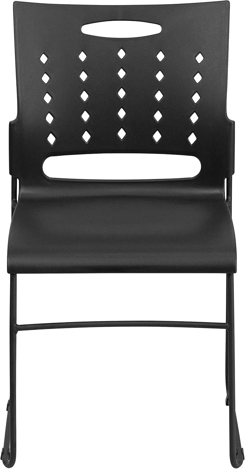 Flash Furniture Hercules Series Stacking Chairs for Waiting Rooms and Offices, Ergonomic Lobby Chairs with Contoured Air-Vent Backs, Set of 5, Black