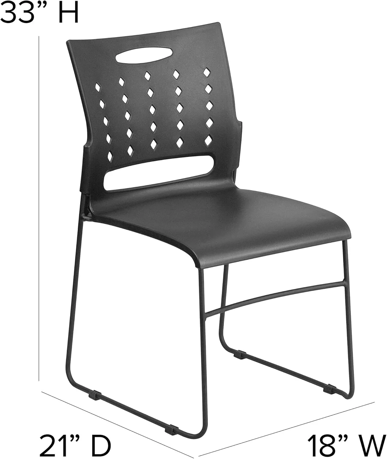 Flash Furniture Hercules Series Stacking Chairs for Waiting Rooms and Offices, Ergonomic Lobby Chairs with Contoured Air-Vent Backs, Set of 5, Black