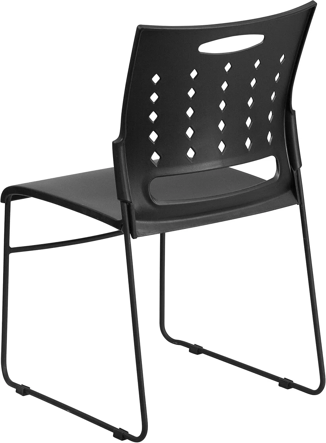 Flash Furniture Hercules Series Stacking Chairs for Waiting Rooms and Offices, Ergonomic Lobby Chairs with Contoured Air-Vent Backs, Set of 5, Black