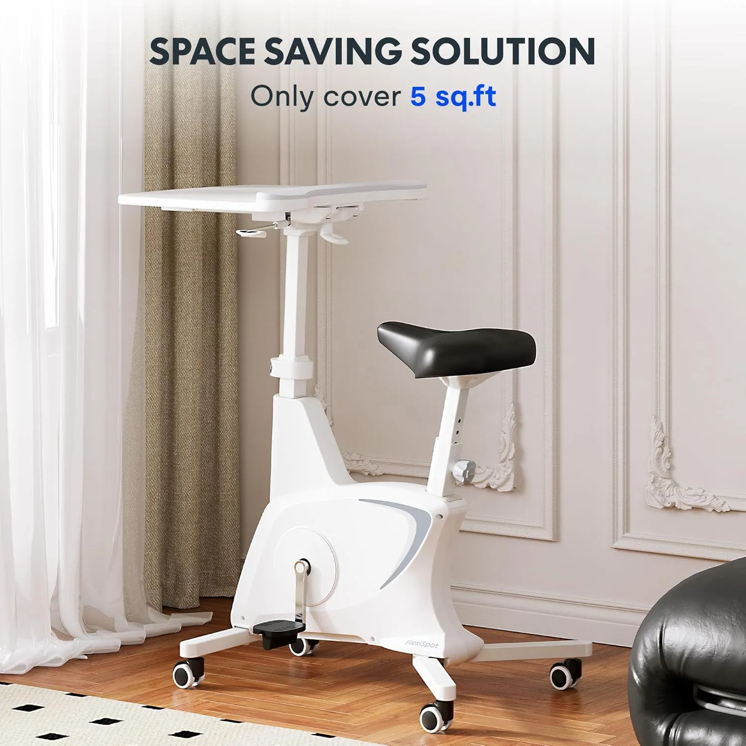 FLEXISPOT V9 3-IN-1 Exercise Bike, All-in-one Under Desk Bike with Pedal Exerciser, Indoor Cycling Bike with Adjustable Resistance/LCD Display/Seat/Desktop 350LBS Heavy Duty, Stationary Bike for Home