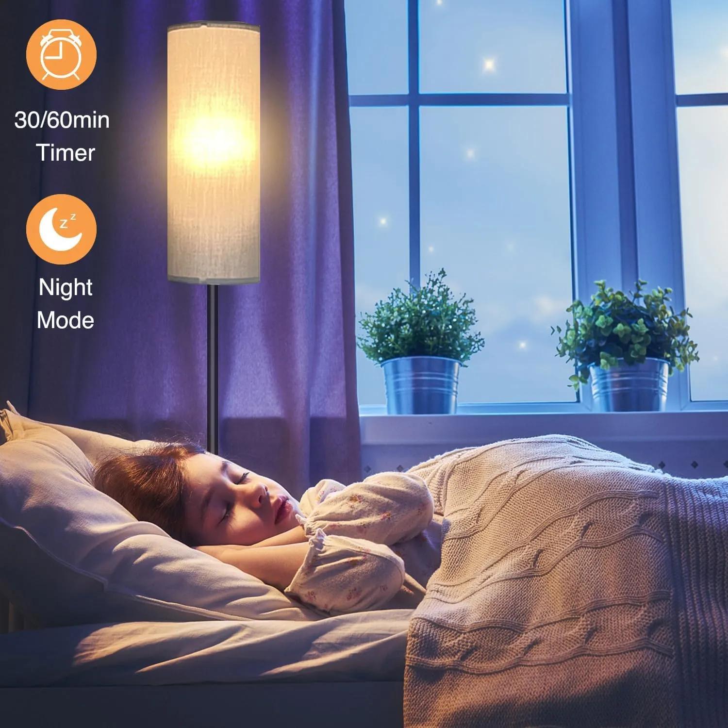 Floor Lamp for Living Room Bedroom, Modern Floor Lamp with Remote,Stepless Dimmable,Standing Lamps LED Tall Lamp for Bedroom Office (12W Bulb Included)