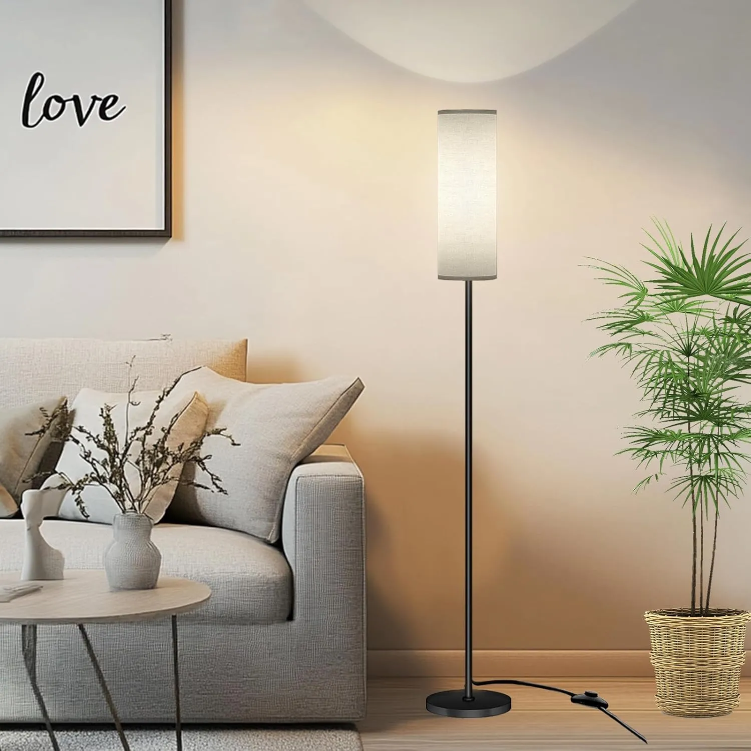 Floor Lamp for Living Room Bedroom, Modern Floor Lamp with Remote,Stepless Dimmable,Standing Lamps LED Tall Lamp for Bedroom Office (12W Bulb Included)