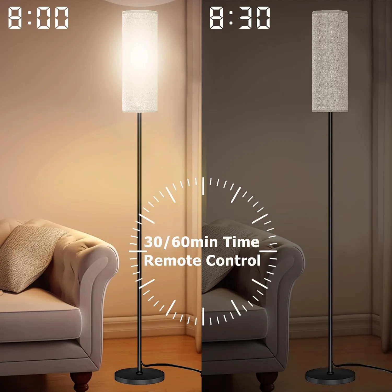 Floor Lamp for Living Room Bedroom, Modern Floor Lamp with Remote,Stepless Dimmable,Standing Lamps LED Tall Lamp for Bedroom Office(12W Bulb Included)