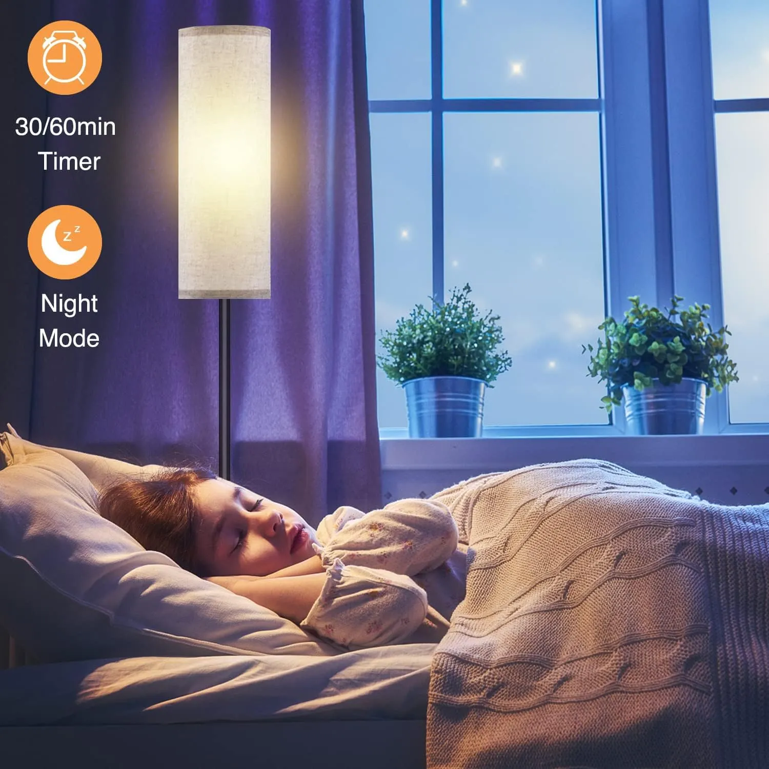 Floor Lamp for Living Room Bedroom, Modern Floor Lamp with Remote,Stepless Dimmable,Standing Lamps LED Tall Lamp for Bedroom Office(12W Bulb Included)