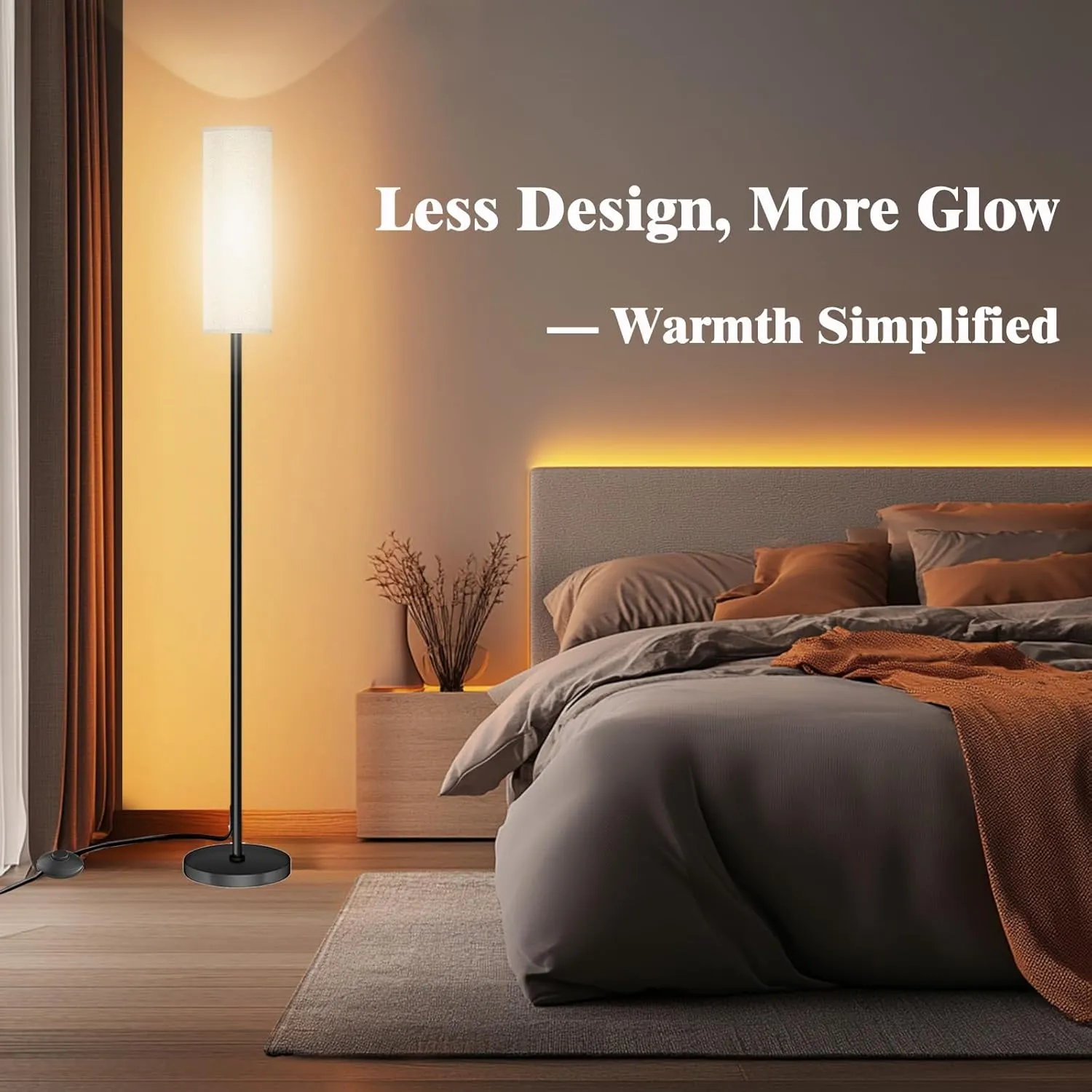 Floor Lamp for Living Room Bedroom, Modern Floor Lamp with Remote,Stepless Dimmable,Standing Lamps LED Tall Lamp for Bedroom Office(12W Bulb Included)