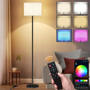 Floor Lamp for Living Room Bedroom,Modern LED Floor Lamp with Remote Control and Stepless Dimmable Colors Temperature & Brightness,Standing Lamps Tall Lamp (B:Black Beige(9W Bulb))
