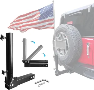 Foldable Hitch Mount Flagpole Holder Universal for Standard 2 inch Hitch Receivers fit for Truck SUV RV Pickup