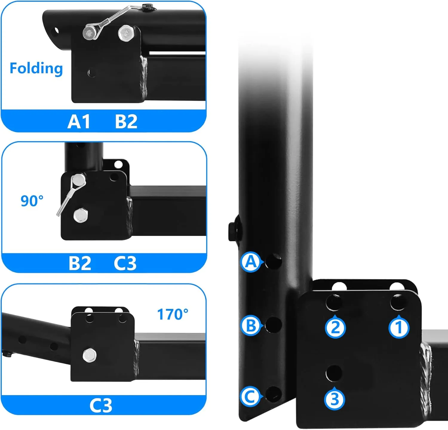 Foldable Hitch Mount Flagpole Holder Universal for Standard 2 inch Hitch Receivers fit for Truck SUV RV Pickup