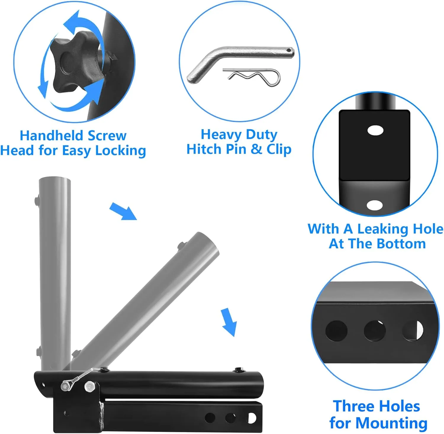 Foldable Hitch Mount Flagpole Holder Universal for Standard 2 inch Hitch Receivers fit for Truck SUV RV Pickup