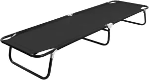 Foldable Sun Lounger Outdoor Lounge Chair Black 600D Polyester with Steel Frame 264lb Capacity Portable Folding Chaise for Beach Poolside Backyard Patio Camping