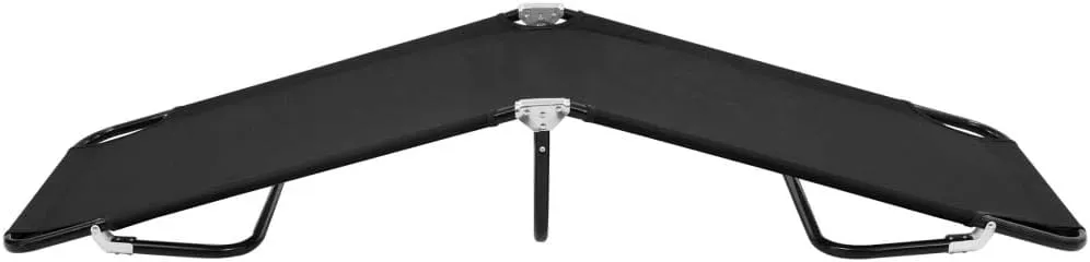 Foldable Sun Lounger Outdoor Lounge Chair Black 600D Polyester with Steel Frame 264lb Capacity Portable Folding Chaise for Beach Poolside Backyard Patio Camping