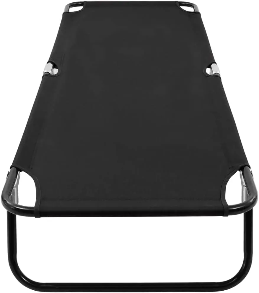 Foldable Sun Lounger Outdoor Lounge Chair Black 600D Polyester with Steel Frame 264lb Capacity Portable Folding Chaise for Beach Poolside Backyard Patio Camping