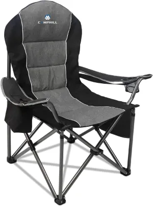 Folding Camping Chair:Oversized Portable Lawn Chairs for Adults,Outdoor Heavy Duty Padded Seats,Support 350 LBS,for Camp,Travel & Picnic