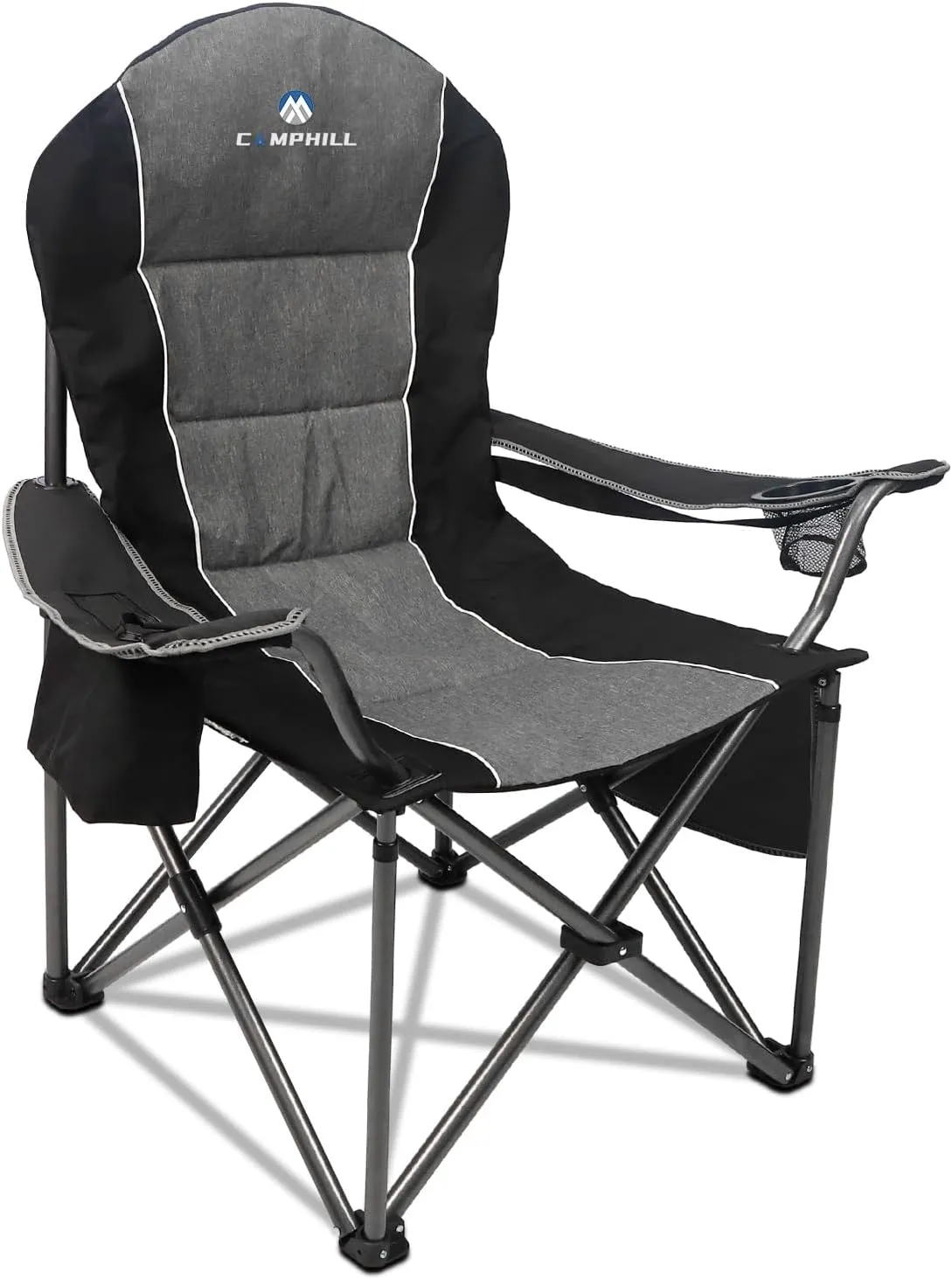 Folding Camping Chair:Oversized Portable Lawn Chairs for Adults,Outdoor Heavy Duty Padded Seats,Support 350 LBS,for Camp,Travel & Picnic