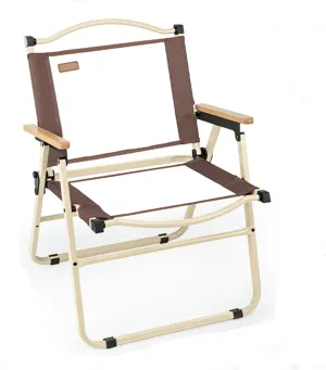 Folding Chair, Camping Chair Portable Mesh Breathable with Wooden Armrests Backrest Chair for Camping Garden Fishing Terrace
