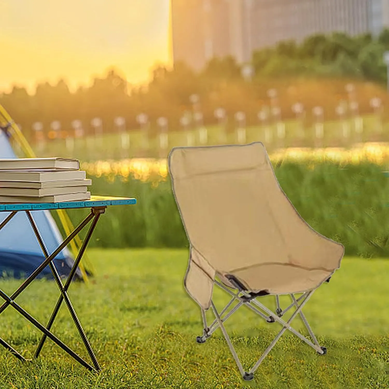 Folding Chair Camping Gear Tear Resistant Easy to Store Lightweight Sturdy Fishing Stool Seat for Household Hiking Outdoor