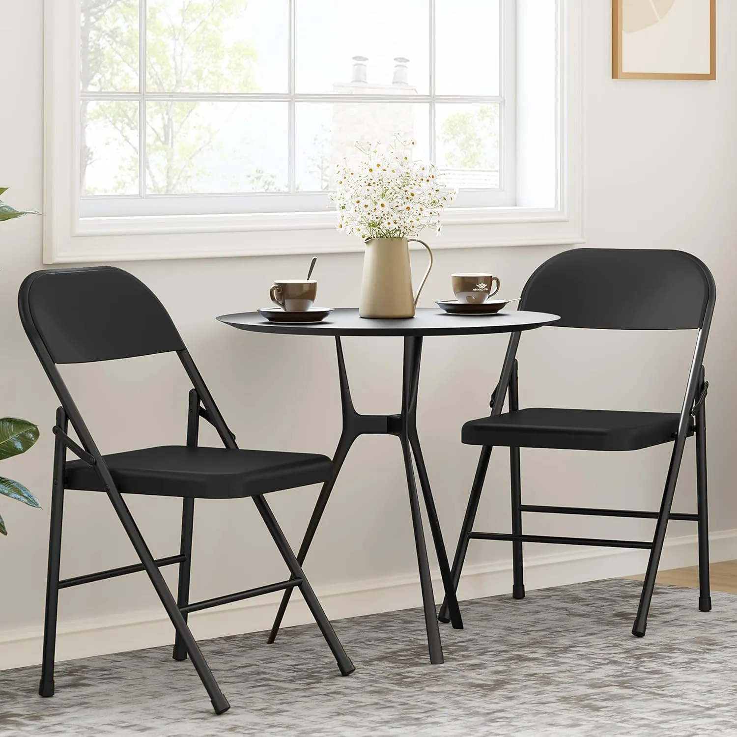 Folding Chair, Dining Chairs Set of 4,Comfortable Seat Plate and Durable Steel Frame, 350 Lbs Weight Capacity for Desks Home and Office, Party Poker Stackable Chairs