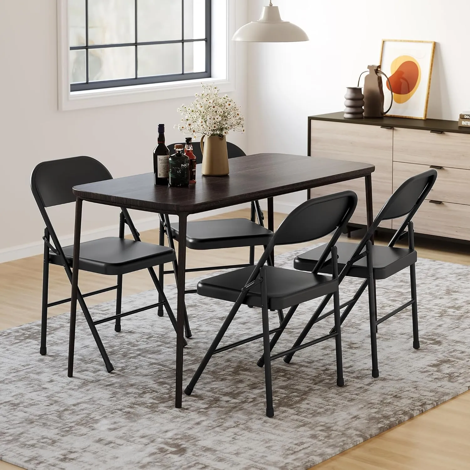 Folding Chair, Dining Chairs Set of 4,Comfortable Seat Plate and Durable Steel Frame, 350 Lbs Weight Capacity for Desks Home and Office, Party Poker Stackable Chairs