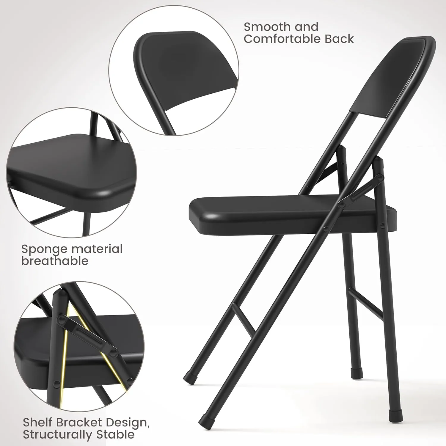 Folding Chair, Dining Chairs Set of 4,Comfortable Seat Plate and Durable Steel Frame, 350 Lbs Weight Capacity for Desks Home and Office, Party Poker Stackable Chairs