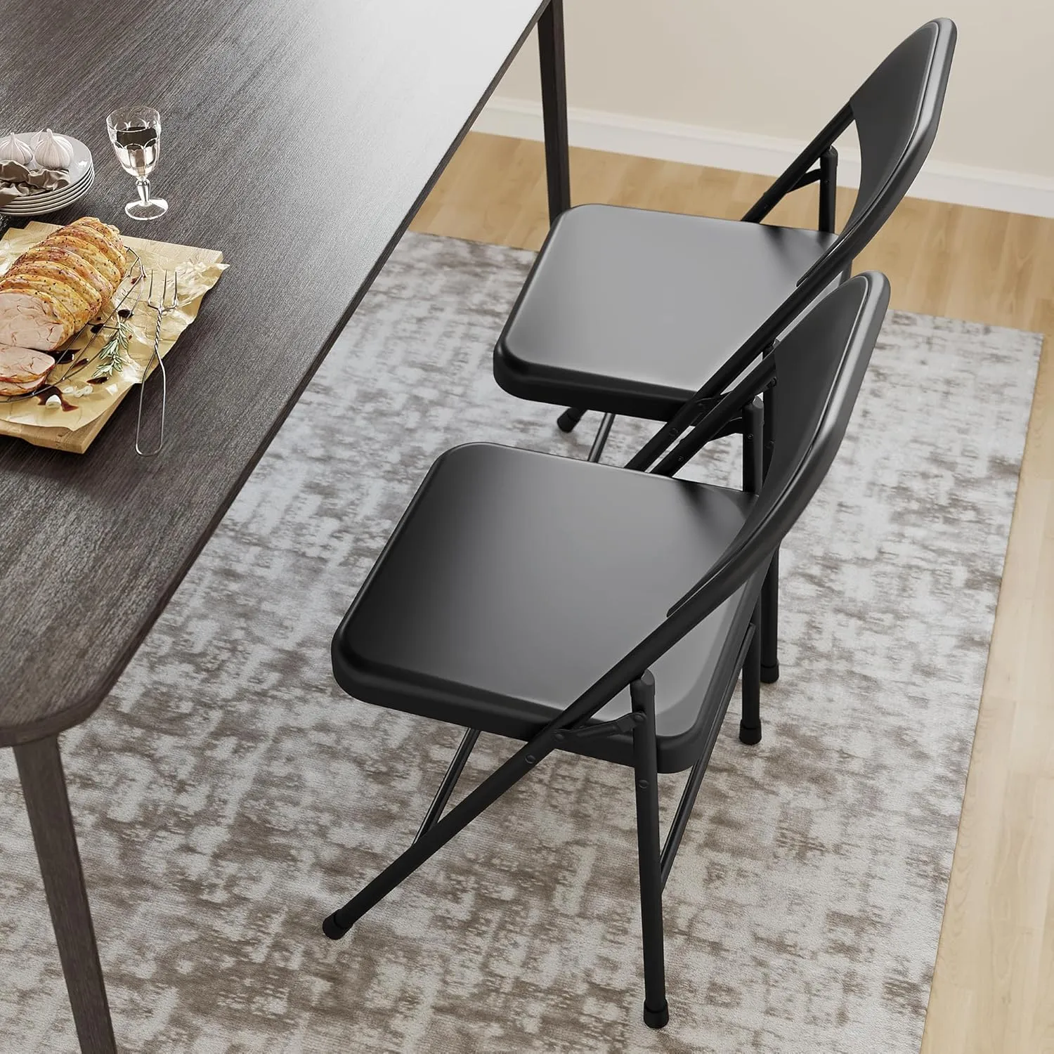Folding Chair, Dining Chairs Set of 4,Comfortable Seat Plate and Durable Steel Frame, 350 Lbs Weight Capacity for Desks Home and Office, Party Poker Stackable Chairs