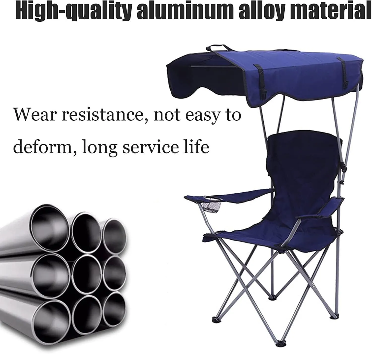 Folding Lawn Chair Camping Chair with Shade Canopy Chair, Folding Recliner, Adjustable Outdoor Beach Lightweight Sunshade Folding Chairs Folding Chair(A)