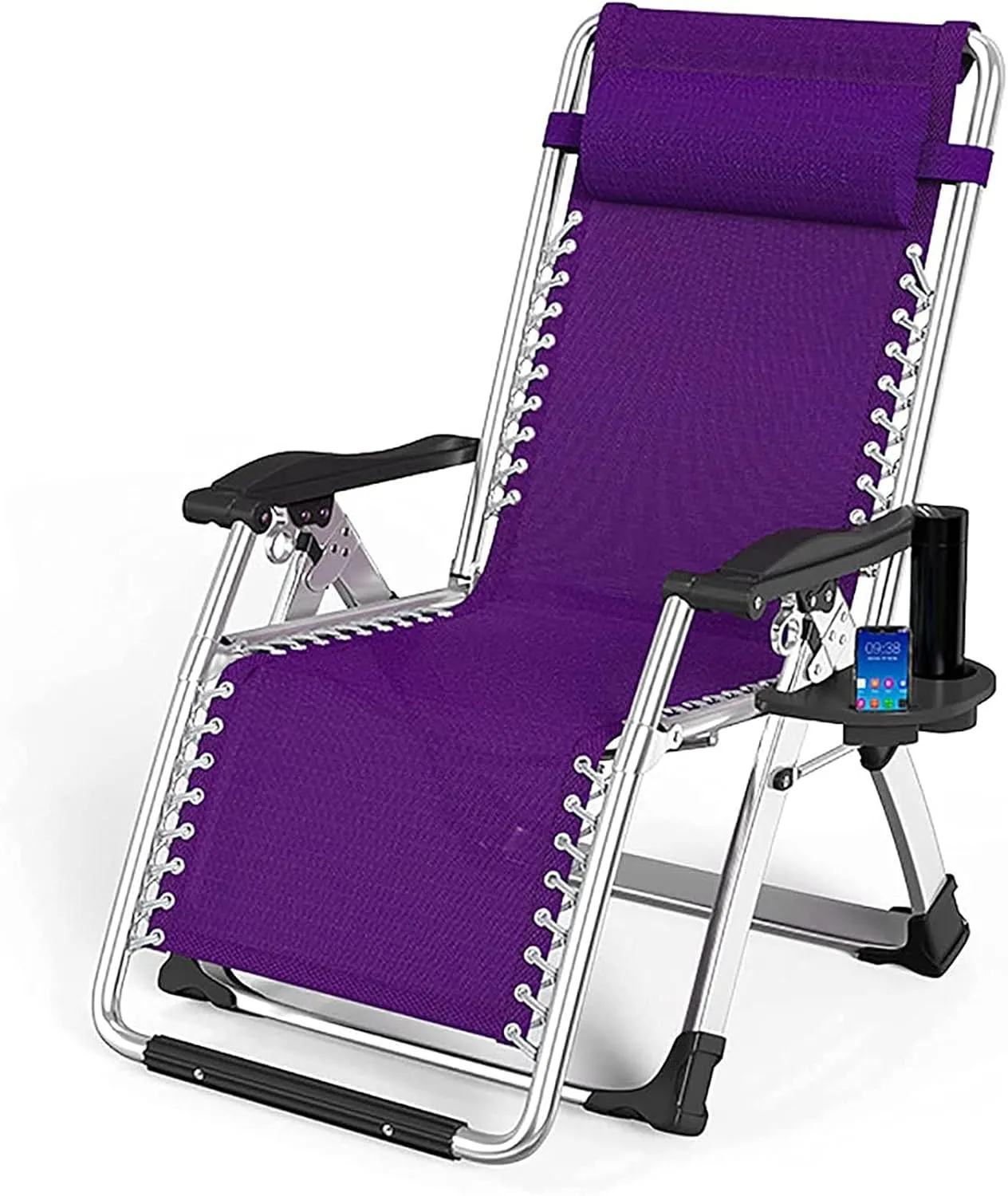 Folding Recliner Chair Camping Household Adult Portable Beach Lazy Chair for Garden and Outdoor Camping (B)