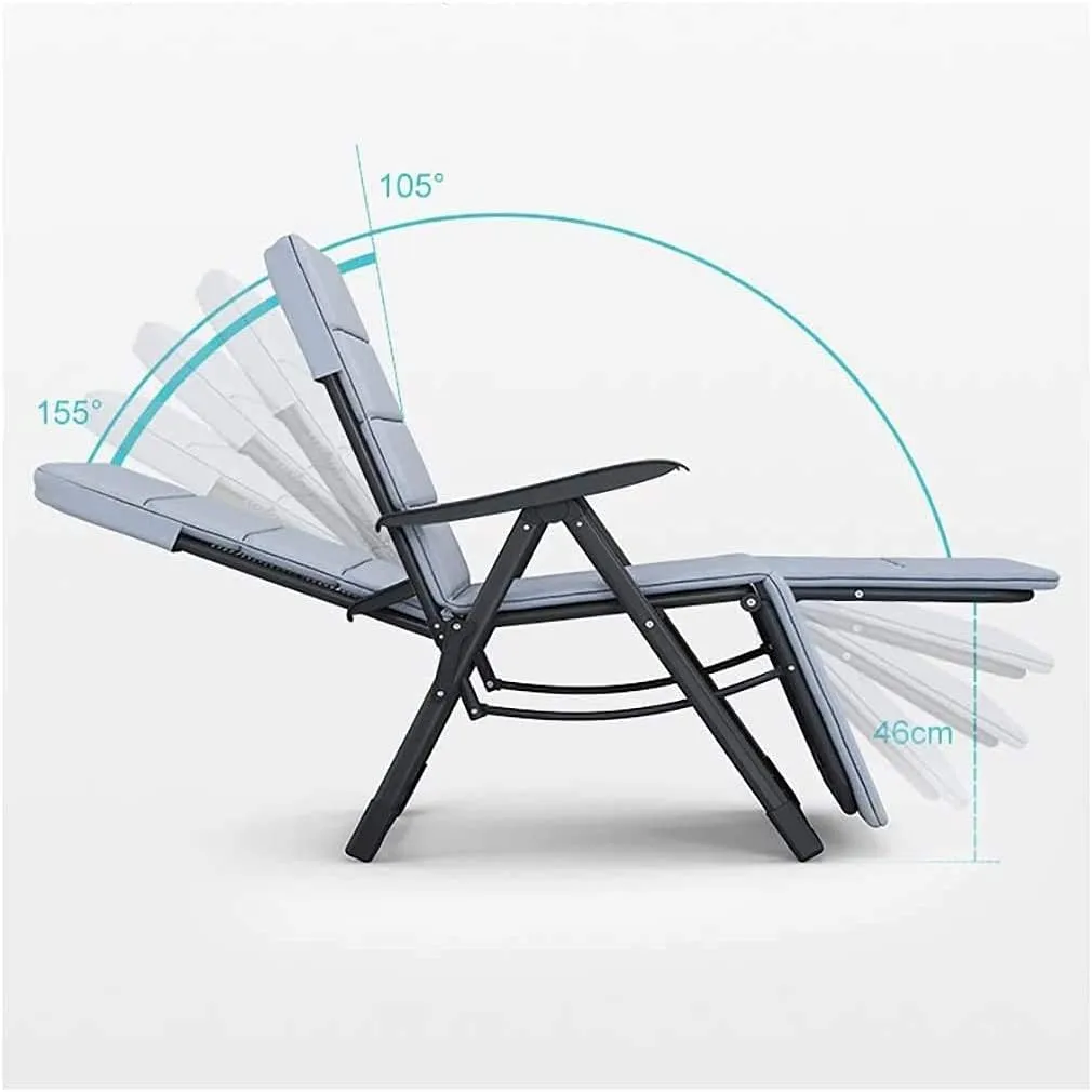 Folding Recliner Sun Lounger Gravity Chaise Lounges G Patio Lounger Chair Folding Chair Outdoor Adjustable Recliner Beach Camping with Neck Pillow Support