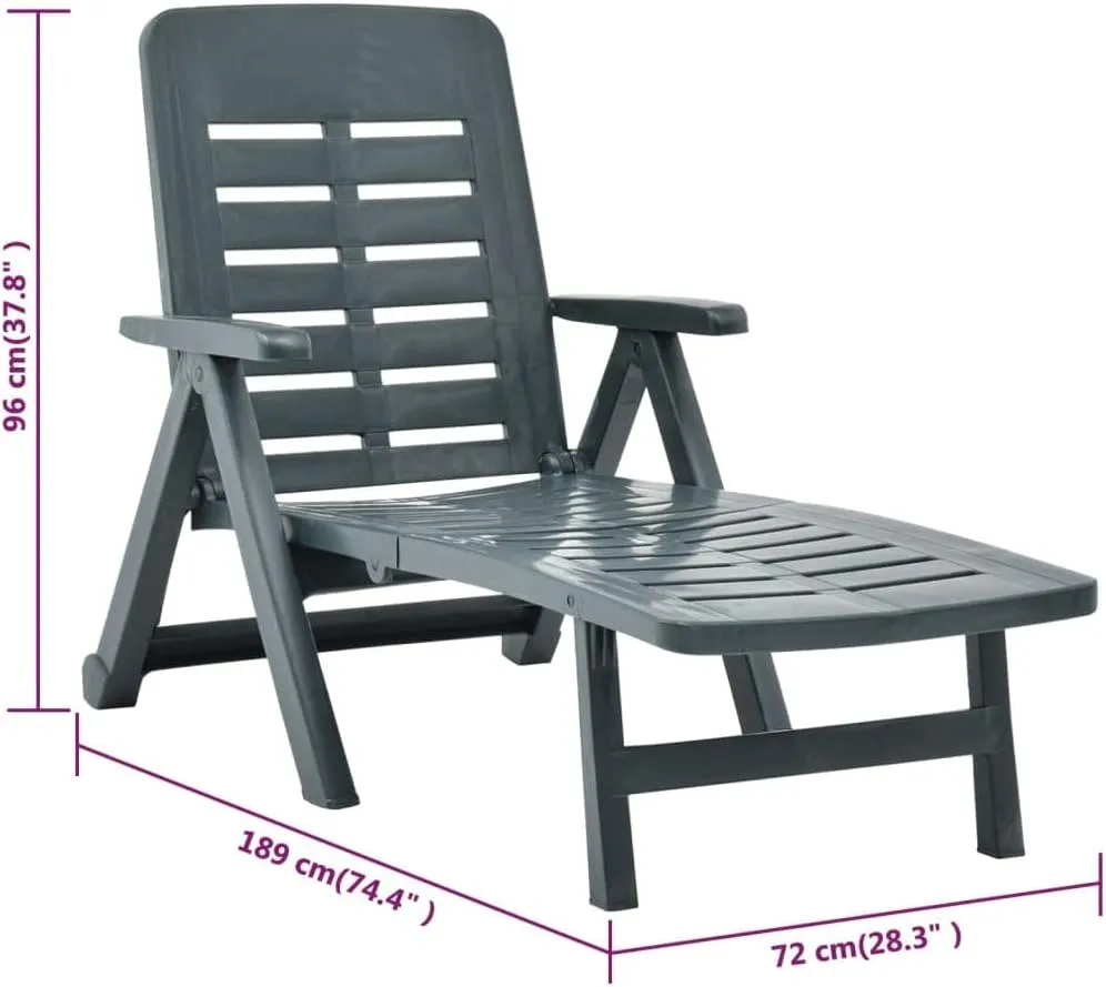 Folding Sun Lounger Plastic Greenoutdoor Lounge Chairs Patio Chairs Tanning Chair Recliner chairSuitable for Gardens, courtyards