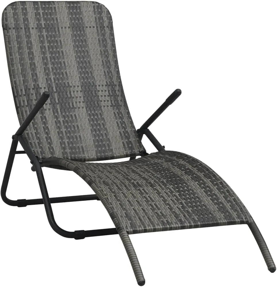 Folding Sun Lounger Poly Rattan Graytanning Chair Camping Chairs Patio Recliner Suitable for Garden Courtyard