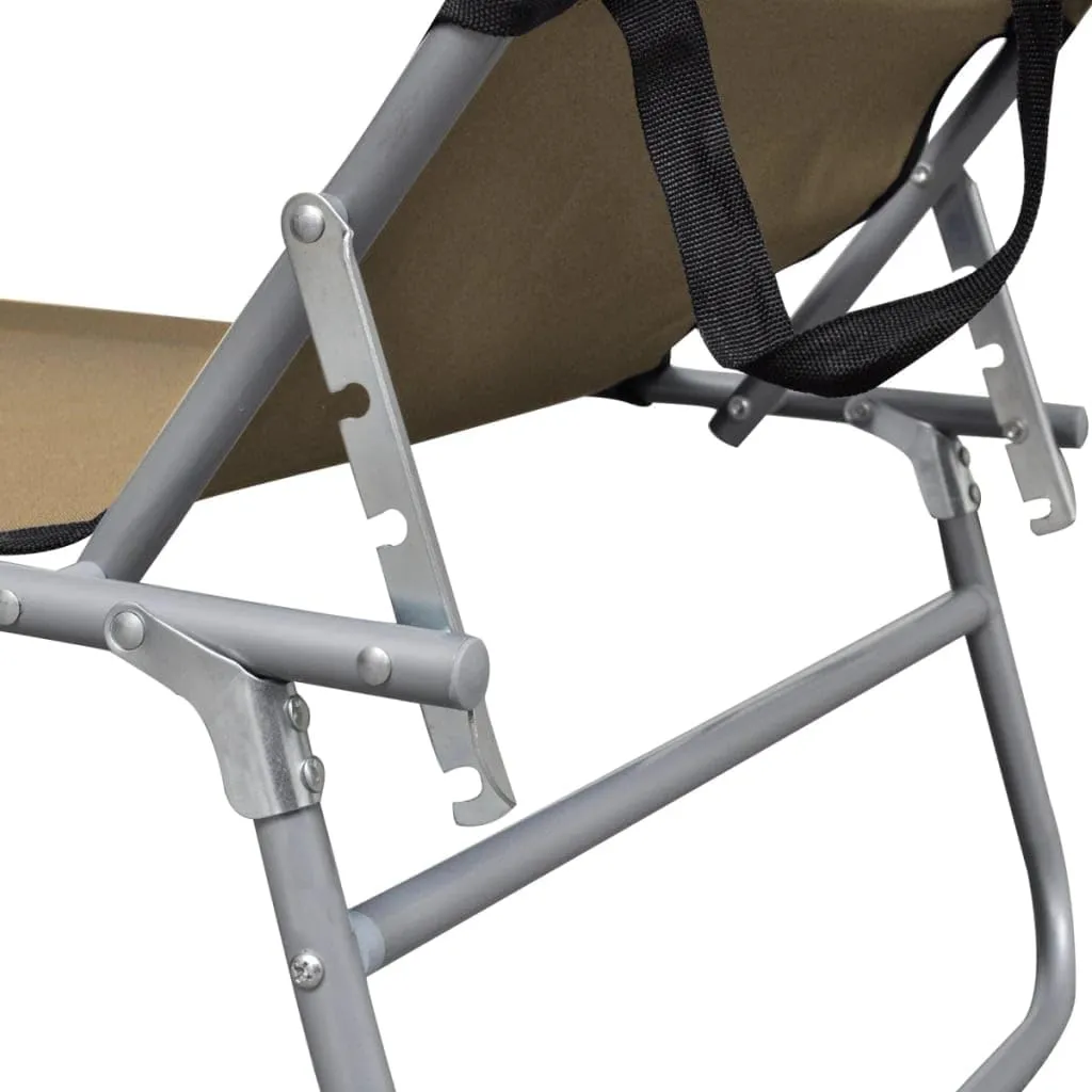 Folding Sun Lounger with Canopy Taupe Aluminumtanning Chair Recliner Chair Patio Chairs Outdoor Lounge chairsSuitable for Gardens, courtyards