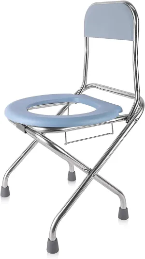 Folding Toilet Chair with Cover, Shower Chairs for Seniors,Height Adjustable Commode Chair Heavy Duty Bathroom Toilet, Lightweight Camp Toilet Seat Perfect for