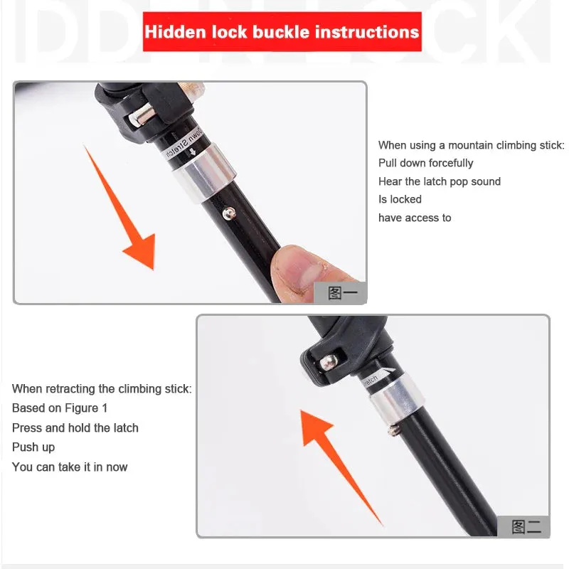 Folding Walking Poles with EVA Cork Handle: 3-Fold Cane for Hiking