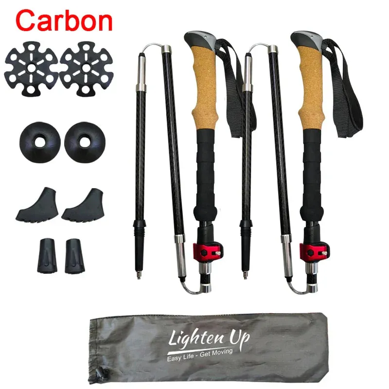 Folding Walking Poles with EVA Cork Handle: 3-Fold Cane for Hiking