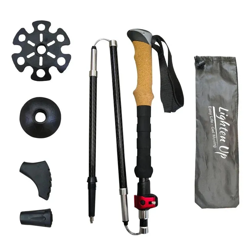 Folding Walking Poles with EVA Cork Handle: 3-Fold Cane for Hiking