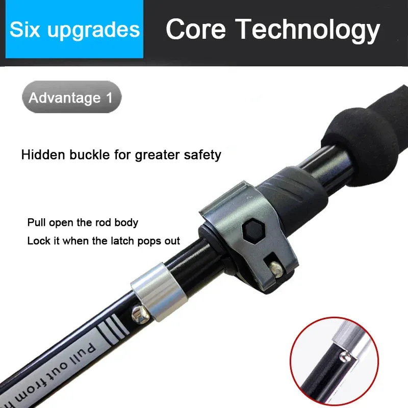 Folding Walking Poles with EVA Cork Handle: 3-Fold Cane for Hiking