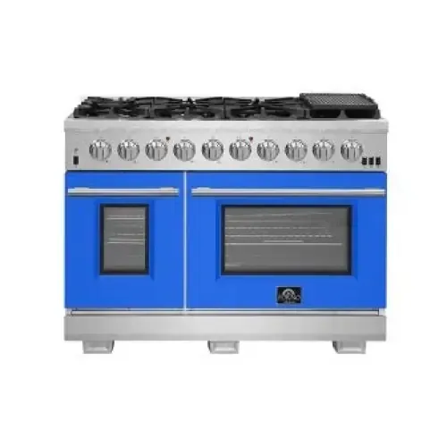 Forno Capriasca 48" Freestanding Gas Range with Colored Doors